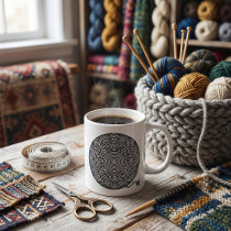 Black and White Yarn Ball Mandala