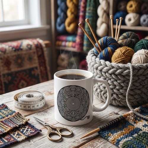 Black and White Yarn Ball Mandala