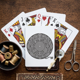Black and White Yarn Ball Mandala Poker Cards