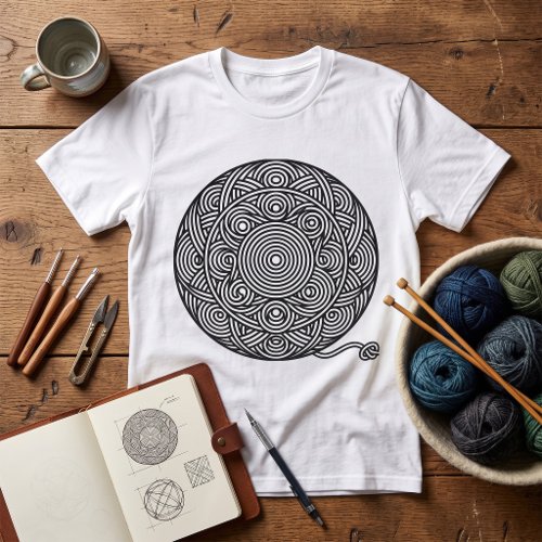 Black and White Yarn Ball Mandala