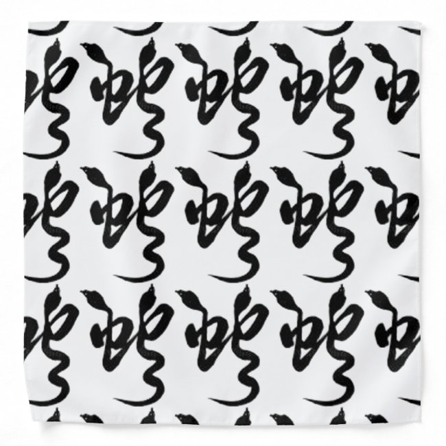 Black and White Year of the Snake 2025 Bandana