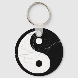 Black and White Yin and Yang Keychain