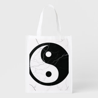 Black and White Yin and Yang Reusable Grocery Bag