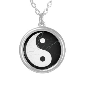 Black and White Yin and Yang Silver Plated Necklace
