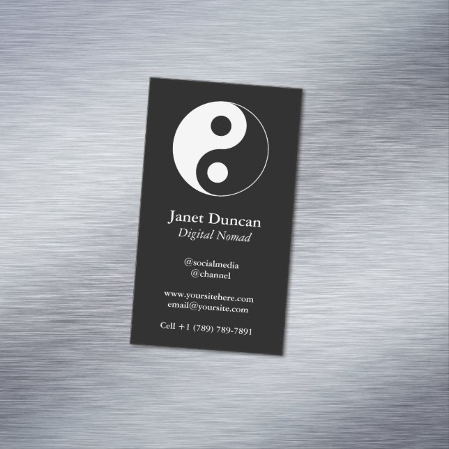 Black and White Yin and Yang Symbol Business Card Magnet (In Situ)