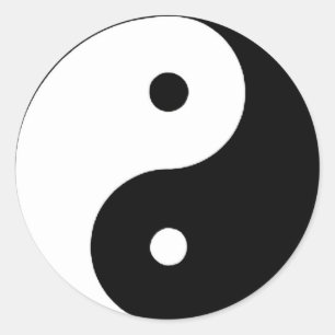 BLACK AND WHITE YIN YANG DESIGN CLASSIC ROUND STICKER