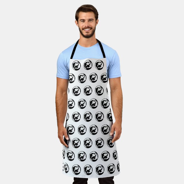Black And White Yin Yang Dolphins Apron (Worn)