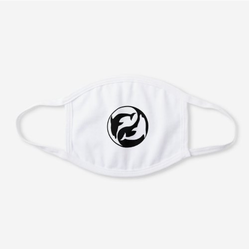 Black And White Yin Yang Dolphins White Cotton Face Mask