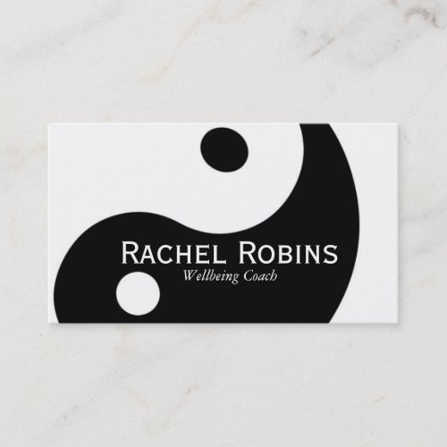 Black and white yin yang health and wellbeing business card