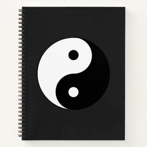 Black and White Yin_Yang in Gray Background Notebook