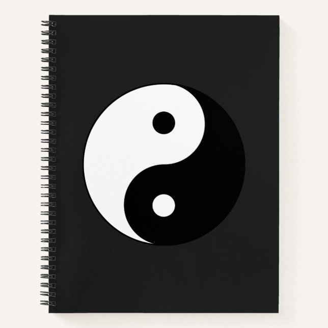 Black and White Yin-Yang in Gray Background Notebook (Front)
