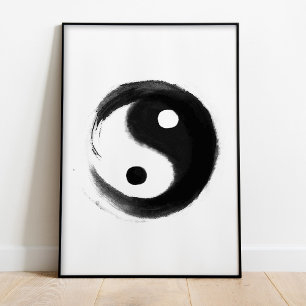 Black and White Yin Yang Minimalist Wall Art