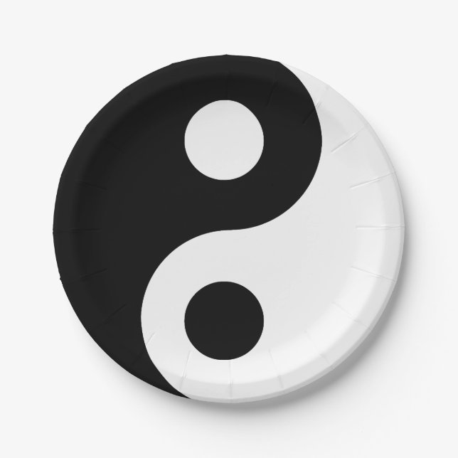 Black and White Yin Yang Paper Plates (Front)