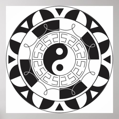 Black And White Yin Yang Pattern Poster