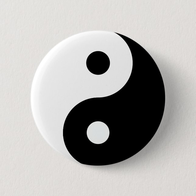 Black and White Yin Yang Pinback Button (Front)