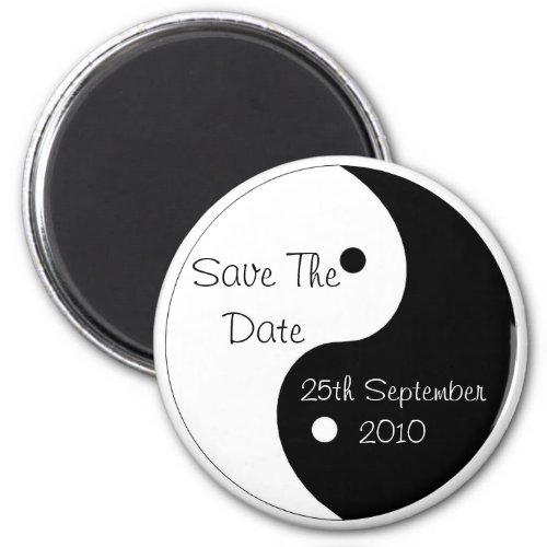 Black And White Yin Yang Save The Date Wedding Magnet