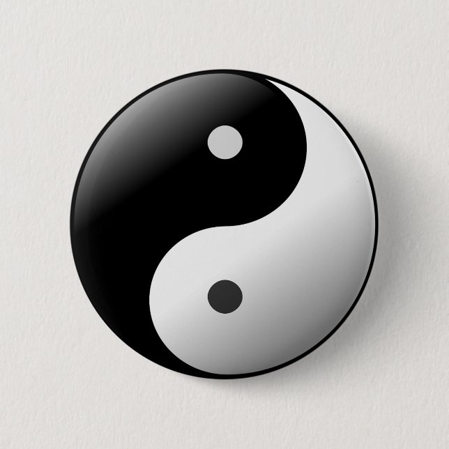 Black and White Yin Yang Symbol button (Front)