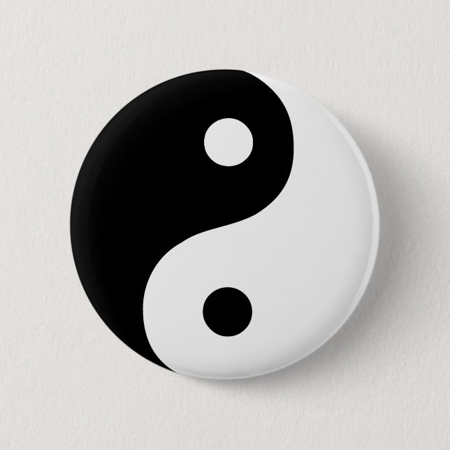 Black and White Yin Yang Taoist Symbol Button (Front)