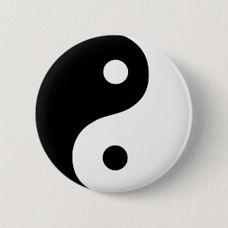 Black and White Yin Yang Taoist Symbol Button
