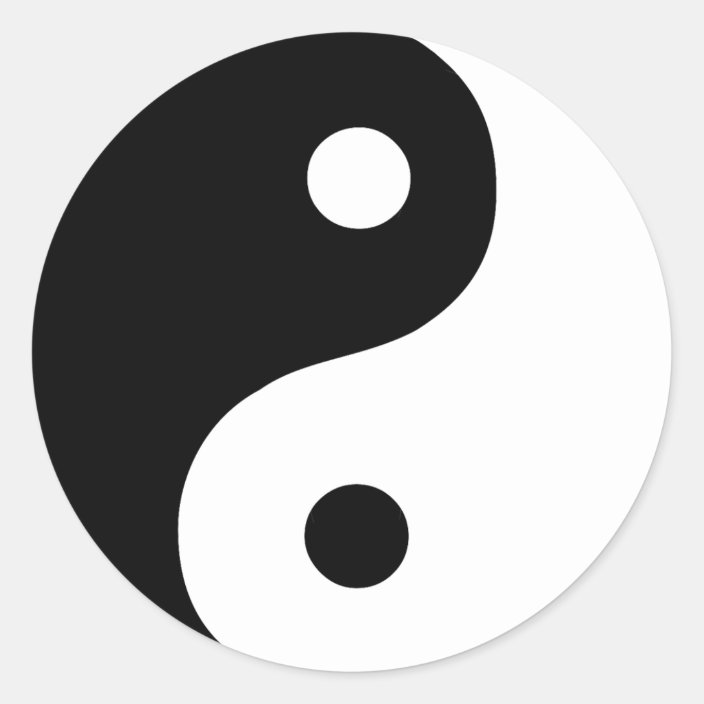 Black and White Yin Yang Taoist Symbol Classic Round Sticker | Zazzle.com