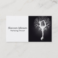 Black and White Yin Yang Tree Business Card