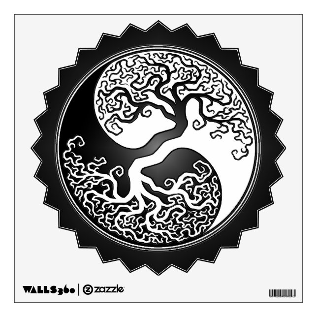 Black and White Yin Yang Tree Wall Decal (Front)