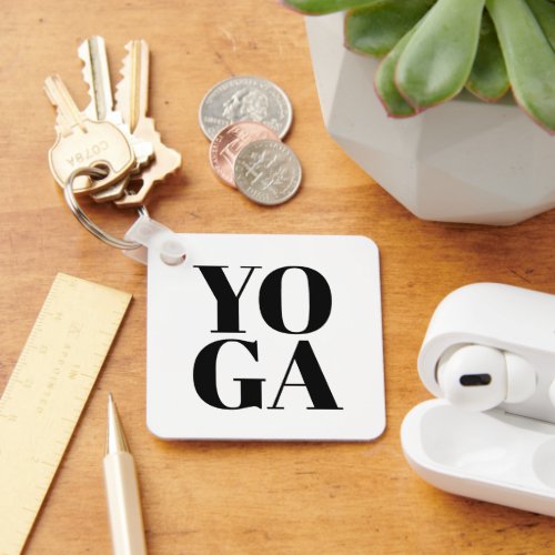 Black and white YOGA pose photo keychain gift