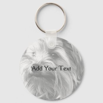 Black And White Yorkshire Terrier Yorkie Keychain by BeSeenBranding at Zazzle
