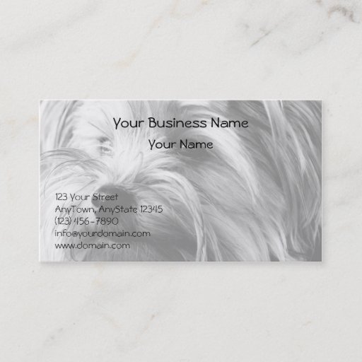 Customizable Black and White Yorkshire Terrier Yorkie Portrait Business Cards