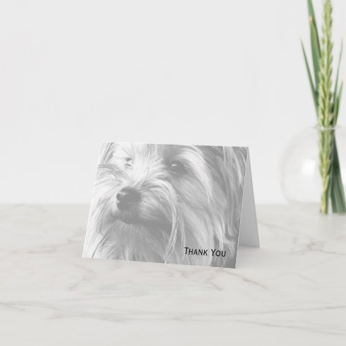 Black and White Yorkshire Terrier Yorkie Thank You Card