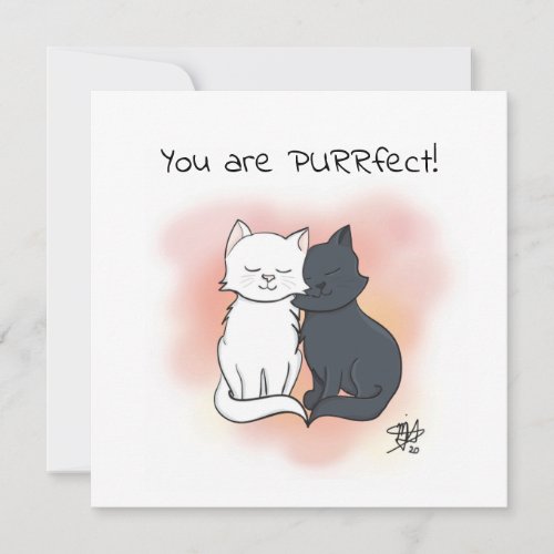 Black and White You are Purrfect Cartoon Cats Card