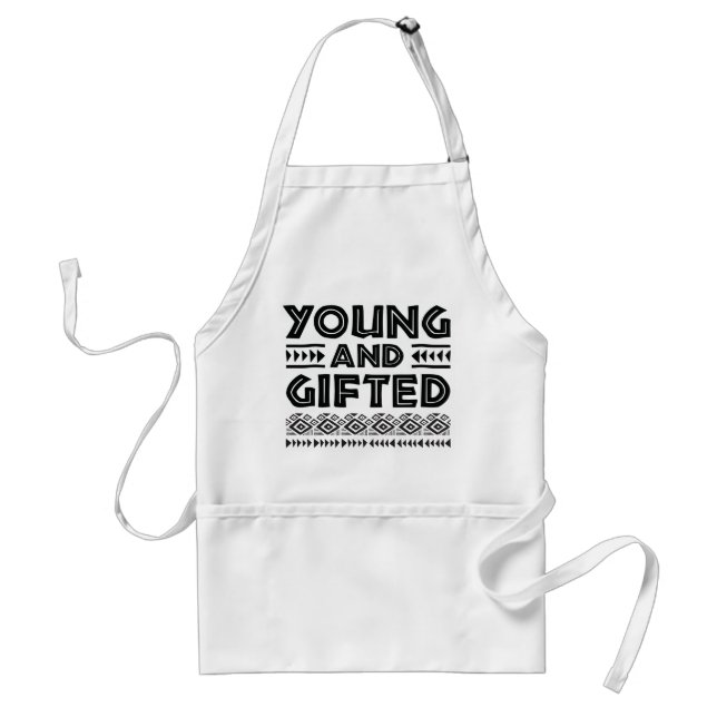 Black and White Young and Gifted African Graphic Adult Apron (Front)
