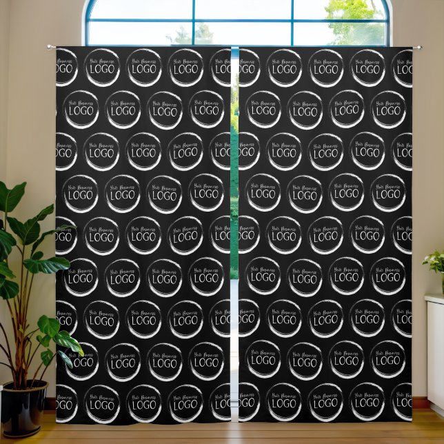 Black And White Your Logo Blackout Curtains (Living Room)