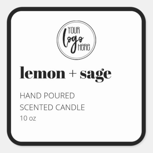 Black And White Your Logo Bold Candle Label