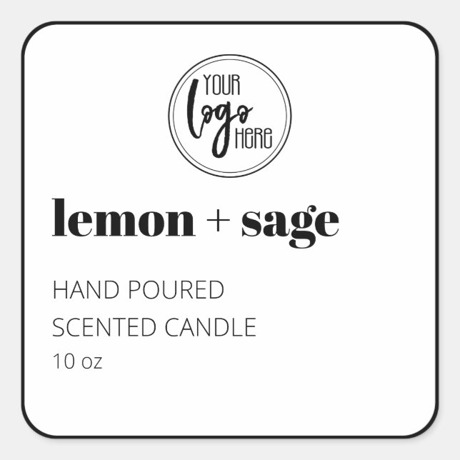 Black And White Your Logo Bold Candle Label (Front)