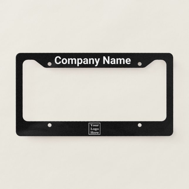 Black and White Your Logo Here Template License Plate Frame (Front)