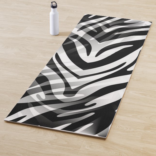 Black and White Zebra Abstract Yoga Mat (In Situ)