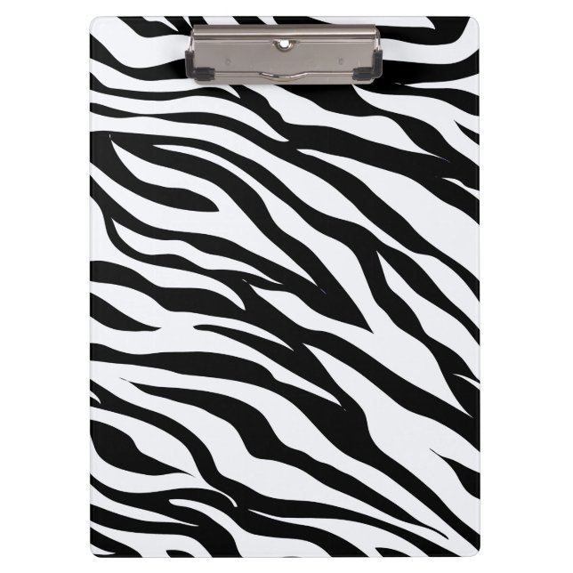 Black and White Zebra Animal Pattern Print  Clipboard (Front)