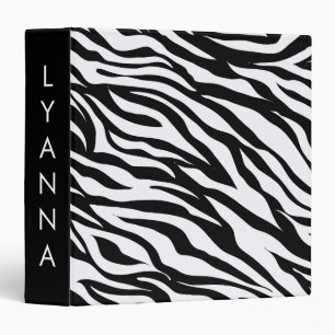 Black and White Zebra Animal Print 3 Ring Binder