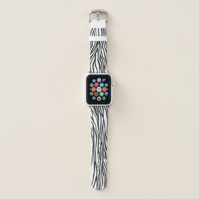 Black and White Zebra Animal Print Pattern Apple Watch Band (Front)