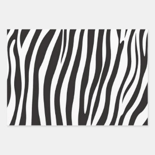 Black and White Zebra Animal Print Wrapping Paper Sheets