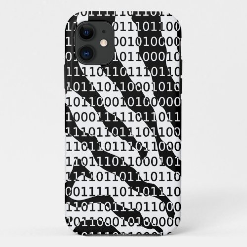 Black and White Zebra Binary Code iPhone 11 Case