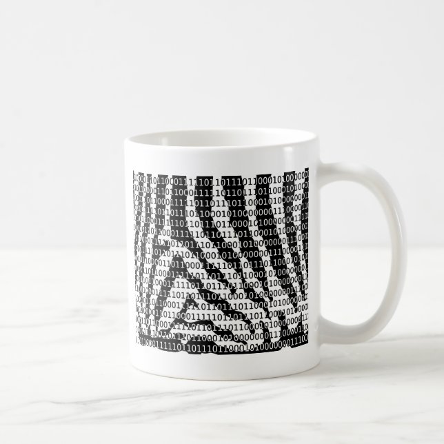 Black and White Zebra Binary Code Coffee Mug (Right)