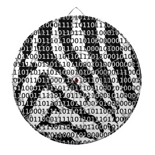 Black and White Zebra Binary Code Dartboard