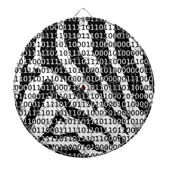 Black and White Zebra Binary Code Dartboard (Front)