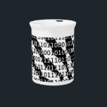 Black and White Zebra Binary Code Drink Pitcher<br><div class="desc">A zebra skin with binary code.  Black and white design.</div>