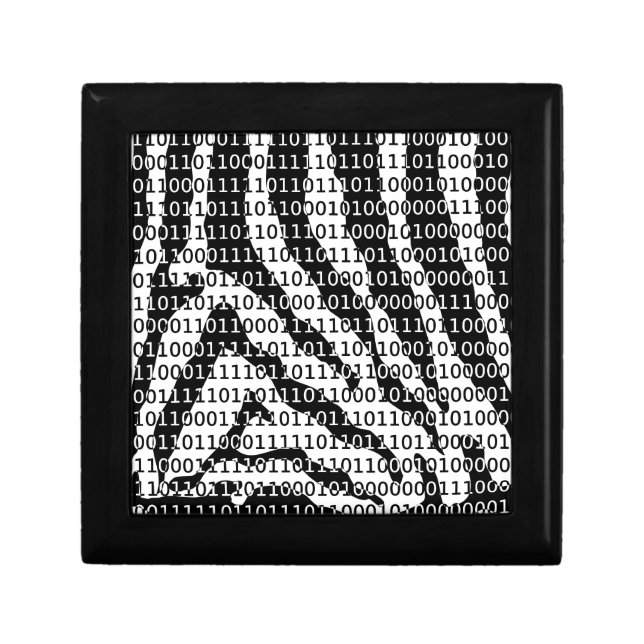 Black and White Zebra Binary Code Gift Box (Front)