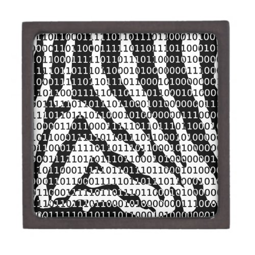 Black and White Zebra Binary Code Jewelry Box
