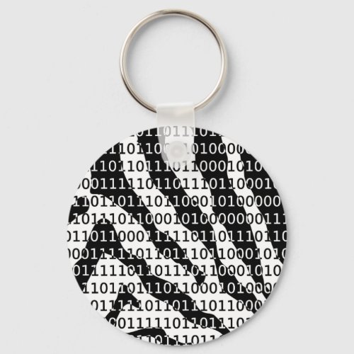 Black and White Zebra Binary Code Keychain