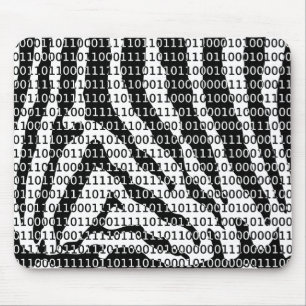 Black and White Zebra Binary Code Mouse Pad